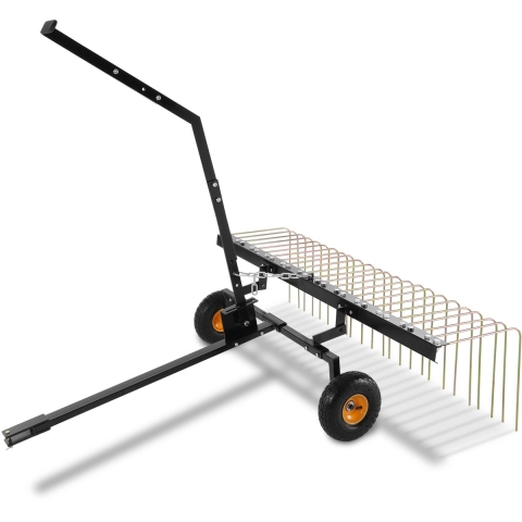 VEVOR gazonverticuteermachine, 60-inch gazonverticuteermachine met 24 stalen tanden, gazonverticuteermachine voor ATV of grasmaaier, gazonhark met handgreep voor het optillen van bladeren, dennennaalden en gras