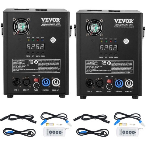 VEVOR 2x Spark Machine 500W Pyrotechniek Machine Aluminiumlegering Vuurwerkmachine DMX Controller Verstelbare 2-4m Koude Vonkmachine 7 min per oplaadbeurt Ideaal voor Bruiloften, DJ Shows, Feesten