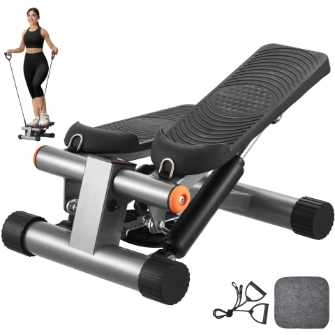 VEVOR Stair Stepper Mini Stepper, hydraulische fitness stepper met weerstandsbanden, full body workout cardio-apparaat, traploper met lcd-monitor, draagvermogen 150 kg 170 - 325 mm