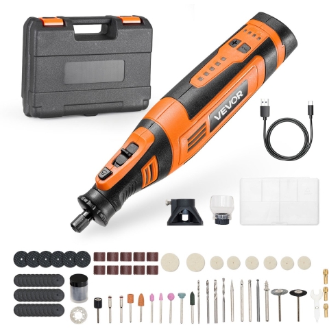 VEVOR 136-delige draadloze multitool, DC8V draagbare mini-rotatietool, 5 snelheden 5000–30000 tpm, voor graveren, slijpen, polijsten, snijden, snijden en doe-het-zelf-knutselen