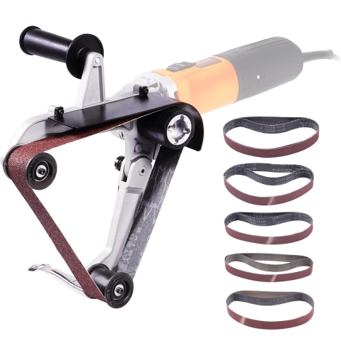 VEVOR Bandschuuradapter voor haakse slijper, buisschuuropzetstuk met M14 metrische draad en 10 stuks schuurbanden, bandschuuropzetstuk buispolijstadapter voor roestverwijdering