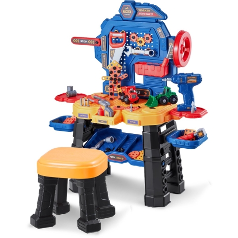 VEVOR Kinderwerkbank, 181-delige gereedschapsbank met realistisch gereedschap en elektrische boor, bouwgereedschap voor kinderen, peuterwerkbank, educatief speelgoed voor kinderen vanaf 3 jaar