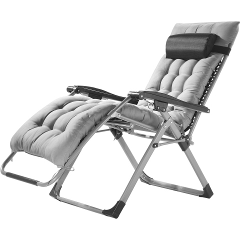 VEVOR Zero Gravity Chair, 26-inch Zero Gravity relaxfauteuil voor binnen en buiten, verstelbare anti-zwaartekrachtstoel met kussen, hoofdsteun, voetensteun en bekerhouder, 500 lbs, grijs