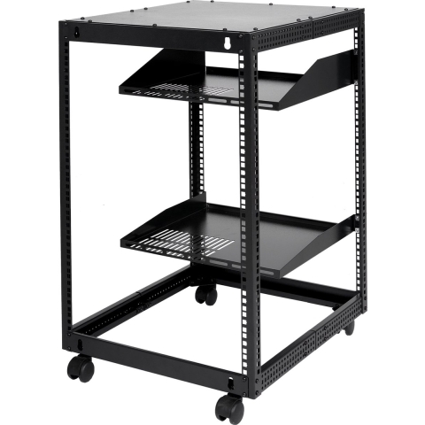 VEVOR 15U open frame serverrack, 15''-40'' verstelbare diepte, vrijstaand of aan de muur te monteren netwerkserverrack, 4-post AV-rack met wielen, biedt plaats aan al uw netwerk-IT