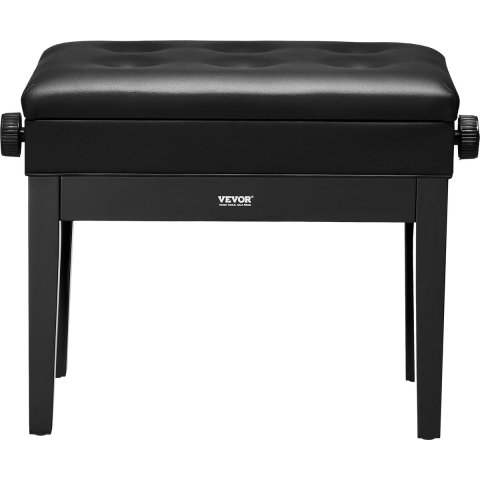 VEVOR Pianobank, 56 x 34 x 49 cm, Pianobank, Keyboard Pianostoel, 49-58 cm Hoogte Verstelbaar, Gevoerd Kussen, Opbergvak voor Muziekboeken, Houten Pianokrukzitting, voor Kaptafel, Woonkamer
