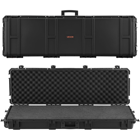 VEVOR Hard Shell Gun Case voor lange geweren, afsluitbare geweerkoffer met uitneembaar XPE-schuim, lange geweerkoffer, oprolbaar, IP67 waterdicht, 1341 x 425 x 180 mm, zwart