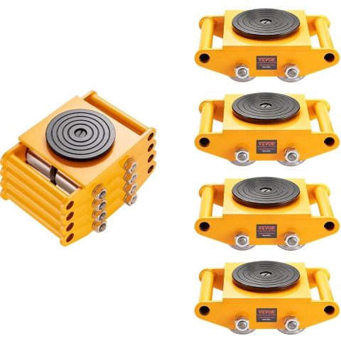VEVOR 4x gepantserde rollen 12T transportchassis 280x210x105mm transportrollen met 4 richtingswielen van koolstofstaal industriële rolrol Ф 135x9mm draaiplaat meubeltransporthulp transportrol