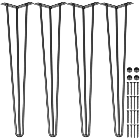 VEVOR Haarspeld Tafelpoten Hoogte 40,6 cm, Meubilair Metalen Tafelpoten 3 Staven, Bureaupoten Staal, Meubelpoten Hairpin Set van 4 voor Bijzettafels, Banktafels, Houten Banken, Hoge Stoelen, Bartafels