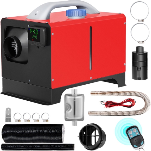 VEVOR Auto Diesel Luchtverwarmer 12V 5-8KW Standkachel Diesel Rood Aluminium Behuizing Diesel Heater + Afstandsbediening en LCD-Scherm voor Cabine van Verschillende Auto's/Bussen/Campers/Vrachtwagens