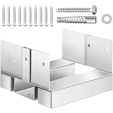 VEVOR paalankers, 10 stuks, binnenafmetingen 139,5x141,5 mm voor 139,7x139,7/139,7x152,4 mm, koolstofstalen betonpaalankers met 25,4 mm tussenruimte, voor betonnen pergola's en terrassen