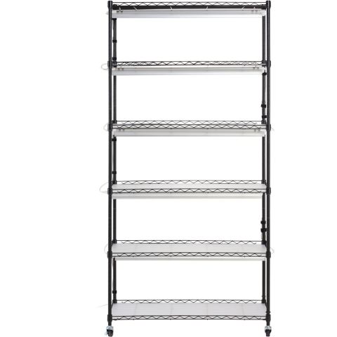 VEVOR plantenstandaard met kweeklamp, 6-laags 150W kweeklamprek met 3 lichtspectrumstanden, stalen plantenrek met timer, kweekrek voor tuinplanten, 90 x 35 x 180 cm