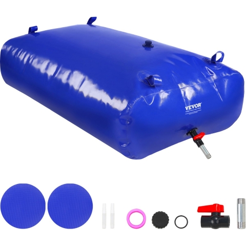 VEVOR 540L/142,7 Gallon Wateropslagzak, RV Watertank, 1000D Blauw PVC, Opvouwbare Wateropslagcontainers, Grote Capaciteit Zachtwaterzak, Draagbare Watercontainer, Brandpreventie, Kamperen