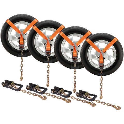 VEVOR Wielkeg Spanbandenset, 5,08 x 243,84 cm Spanbanden Autotransport, 4-delig aanhangerspansysteem Werkcapaciteit 2660 kg, ATV's, UTV's, Aanhangwagens, Wielkeg en Spanbanden Accessoires Oranje