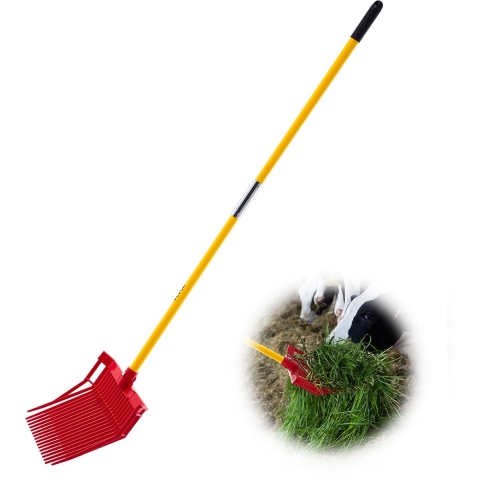 VEVOR Zweedse vork, 18 tanden, hooivork met lange glasvezelsteel, 1550 mm kunststof hooivork, mestvorkgereedschap voor tuinieren, paardenstal, stal, gras, hooi schoonmaken, boerderijwerk