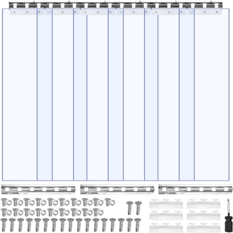 VEVOR PVC-strokengordijn 6-pack, lamellengordijn 915x2134 mm, dikte 2 mm, -20℃ tot 60℃ gordijnstrip, glad, kunststof deurstrip voor magazijn-, vries- en garagedeuren, transparant