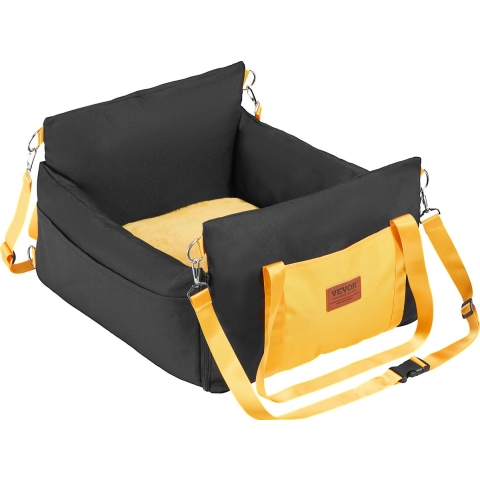 VEVOR Hondenautostoelverhoger met zijhandgrepen en opbergtas, bevestigbare veiligheidsriem en PP-katoenen vulling, Hondenautobed ​​voor kleine honden tot 11 kg, Zwart