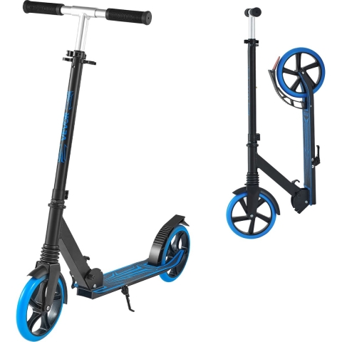 VEVOR Step (2 wielen) voor kinderen vanaf 8 jaar, stadsstep, kinderstep, straatstep met in hoogte verstelbaar stuur, antislip deck en opvouwbaar frame, step tot 100 kg, blauw