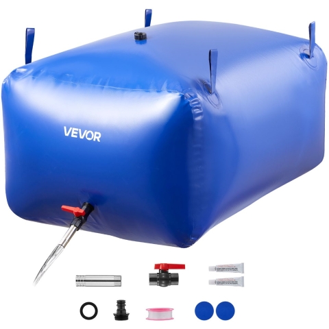VEVOR Wateropslagzak, 400 L Waterzak, Opvouwbare zachtwatercontainer, Lekvrije en scheurbestendige PVC noodwateropslagtank voor campers, vrachtwagens en buitengebruik