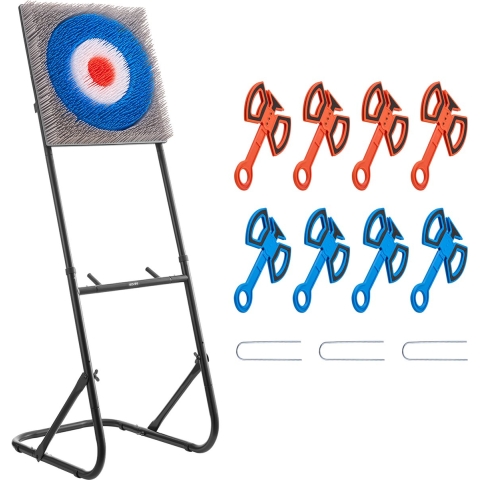 VEVOR Bijlwerpspelset, kunststof borsteldoel met 8 werpbijlen en opvouwbaar stalen frame, gemakkelijk op te bergen, spel voor buiten/binnen in de achtertuin en kermisspellen 48 x 140 x 69 cm