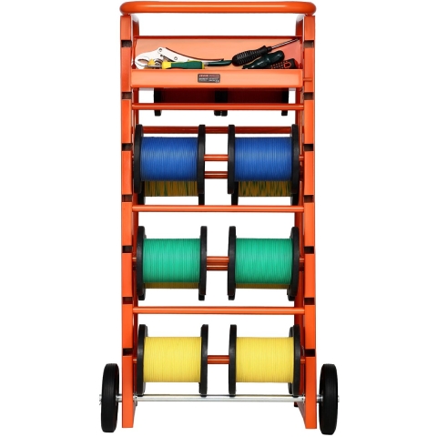 VEVOR Kabelhaspelhouder 440x385x970 mm, 11 dwarsbalken, rollende kabelhaspelhouder, vrijstaande kabelhouder met opbergvak, draagvermogen 136 kg, voor elektrotechniek, industrie en detailhandel