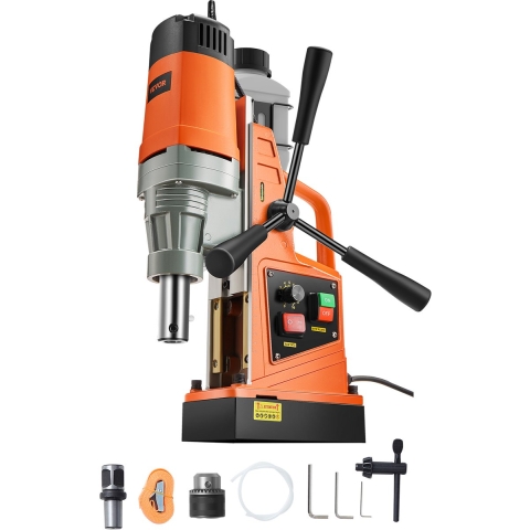VEVOR boormachine, 1550 W, 50 mm boordiameter, 2922 lbf magnetische boormachine, 500 PRM, 10 snelheden, elektrische boormachine voor metalen oppervlakken, industrie en doe-het-zelf