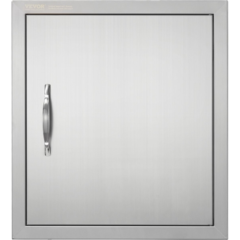 VEVOR Grilltoegangsdeur, 457 x 508 mm, enkele buitenkeukendeur, vlak gemonteerde roestvrijstalen deur, verticale wanddeur met handgreep en haak, voor grill-eiland, grillstation, buitenkast