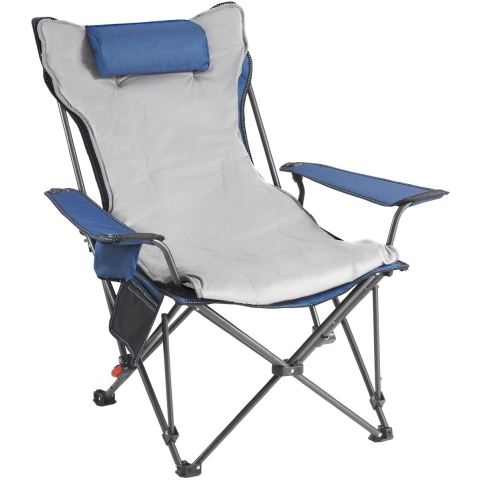 VEVOR Opvouwbare Kampeerstoel, Relaxstoel met 4 Verstelbare Standen, Relaxstoel met Bekerhouder, Strandstoel met Hoofdsteun en Voetensteun, Draagvermogen 100 kg, voor Kamperen in de Buitenlucht, Blauw