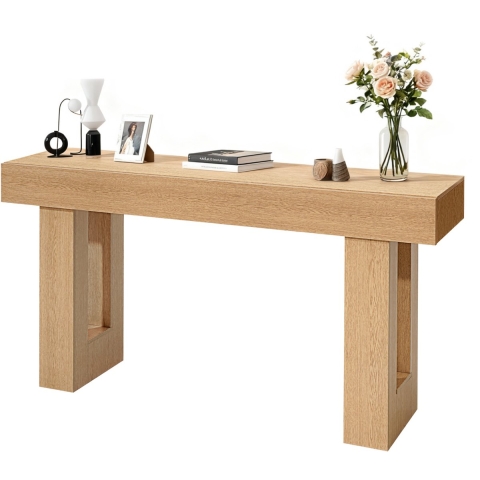VEVOR Consoletafel/Salontafel (160 x 35 x 85 cm / L x B x H), smalle rechthoekige bijzettafel van spaanplaat voor hal, slaapkamer, woonkamer, entree, haltafel, bijzettafel, naturel hout