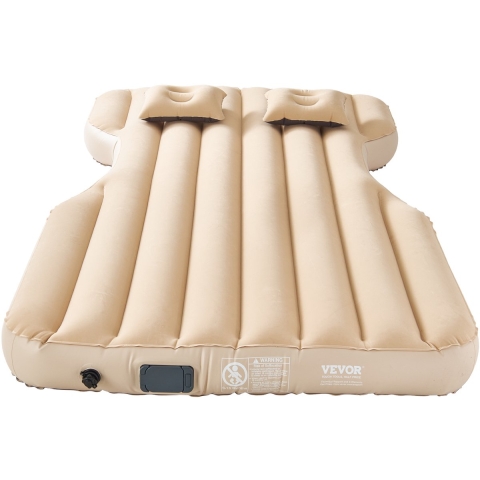 VEVOR Auto Luchtbed Geschikt voor Tesla Model Y (2020-2024), Opblaasbaar Kampeermatras, Gevlokt & Verdikt Reisbed, Draagbare Slaapmat met Ingebouwde Pomp & 2 Kussens, Beige