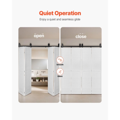 VEVOR schuifdeursysteem, 76 inch schuifdeurbeslag, geschikt voor vier 18 inch kast-, voorraad- en wasruimtedeuren (niet inbegrepen)