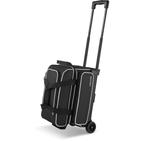 VEVOR Bowlingbaltas voor 2 ballen met dubbele wielen en apart schoenenvak (tot maat 16) en extra groot accessoirevak, uitschuifbare handgreep die uitschuift tot 105 cm Zwart + Wit