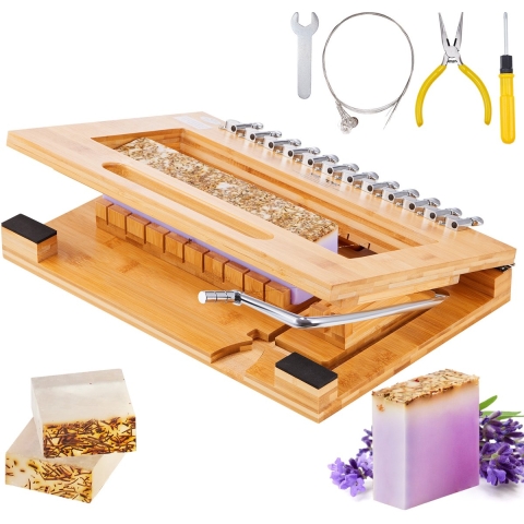 VEVOR Zeepsnijder Multifunctionele zeepsnijder 12 perfecte 2,5 cm dikke zeepstaven Handgemaakte zeep DIY-tool 395 mm snijdraad, roestvrijstalen zeepmessen Kaarsen, kaas, chocolade etc.