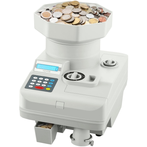 VEVOR Muntenteller Muntensorteerder met LED-display voor maximaal 11.000 munten, automatische geldteller Muntentelmachine Geldtelmachine Geschikt voor internationale munten en tokens