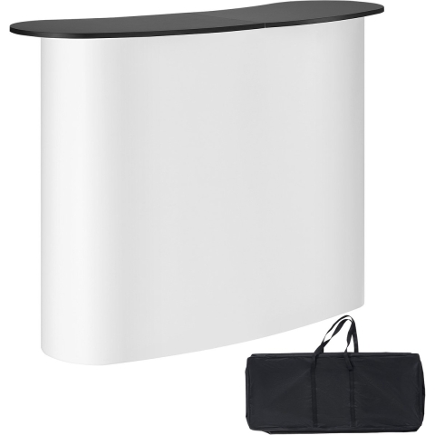 VEVOR draagbare beursbalie, 1300 x 465 x 950 mm tentoonstellingsstand, opvouwbare promotionele bartafel voor de detailhandel, pop-up podium met opbergplank, draagtas