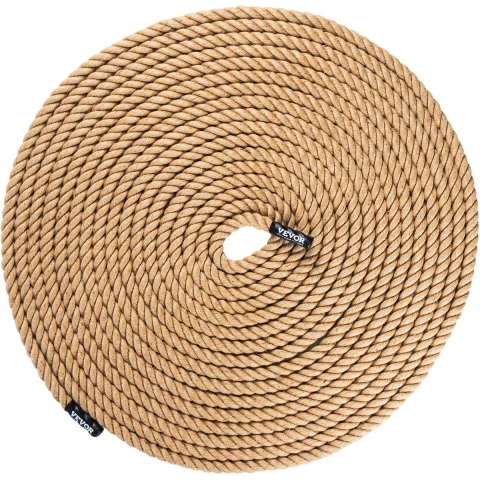VEVOR Klimtouw Fitness Training Touwhal, 30,48 m Lengte, 25,4 mm Diameter, Trainingstouw, Multifunctioneel Jute Touw, 227 kg, Klimoefeningen, Krachttraining voor Bergbeklimmen, Kamperen