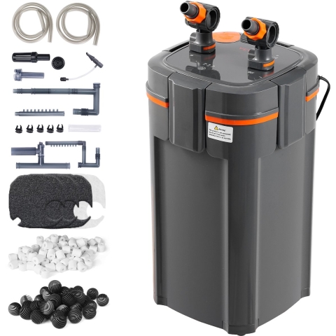 VEVOR Aquariumfilter 317 GPH, 4-traps canisterfilter 378,5 L, ultra stil intern aquariumfilter met UV-bescherming, dompelbaar powerfilter met meerdere functies voor aquaria, 12 W