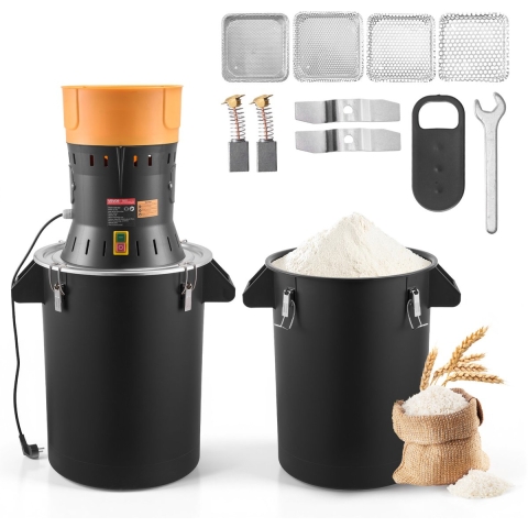 VEVOR elektrische graanmolen 53 liter, specerijenmolen 600 W, specerijenmolen met gegalvaniseerde en scherpe messen, verpulveraar voor droge granen, specerijen, muesli, koffie, maïs 500x385x880 mm