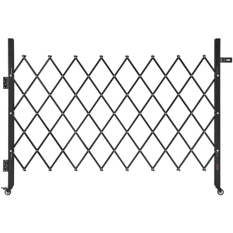 VEVOR Security Gate (enkel) Afsluitbare opvouwbare schaarpoort met 360° zwenkwielen, intrekbare stalen poorten voor buiten, voor toegang tot beveiligde garage, magazijn, opvouwbare poort 170 x 131 cm (B x H) Zwart