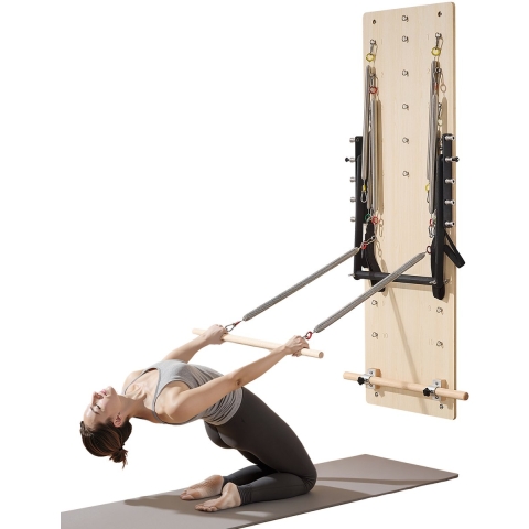 VEVOR Pilates Reformer-apparaat voor aan de muur, Pilates-springplank van esdoornhout, weerstandsveren-oefenapparaat, yoga-fitnesstrainer voor flexibiliteit en balans, thuisgymwork-out