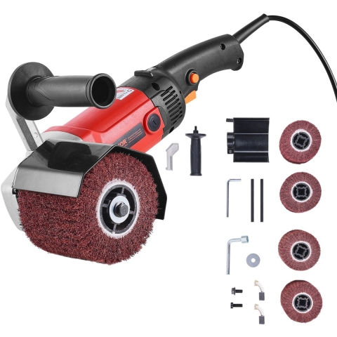 VEVOR Polijstmachine, 1200W, 6 variabele snelheden, oppervlaktebewerkingsgereedschap, draagbare elektrische metaalpolijstmachine met 4 vezelpolijstwielen voor roestvrij staal en non-ferrometalen
