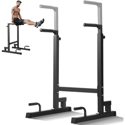 VEVOR Dip Bar, 500 lbs capaciteit, Heavy-Duty Dip Stand Station met verstelbare hoogte, Fitness Workout Dip Bar Station Stabilisator Parallette Push-Up Stand, Parallelle staven voor krachttraining in de sportschool aan huis