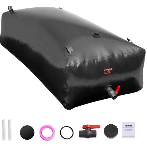 VEVOR Waterzak-opslagcontainer, 1000L watertank, 1000D PVC verdikte waterzak, opvouwbare waterzak, voor tuinirrigatie, kamperen, campers, noodgebruik - Zwart