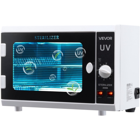 VEVOR UV-sterilisator voor het reinigen van nagelgereedschap (12 L / 12 W) Multifunctionele nagelreiniger-sterilisator met timerinstelling en knopbediening Reinigingskast met gehard glazen deur