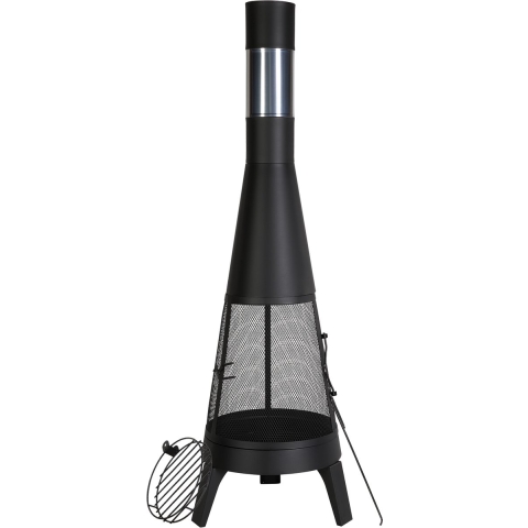 VEVOR Tuinhaard, φ508x1495 mm Terraskachel, Conische haard voor grillen en verwarmen, Azteekse kachel voor buiten met grillrooster, schoorsteenmantel en roestvrijstalen schoorsteendeksel, voor terras, tuin, achtertuin