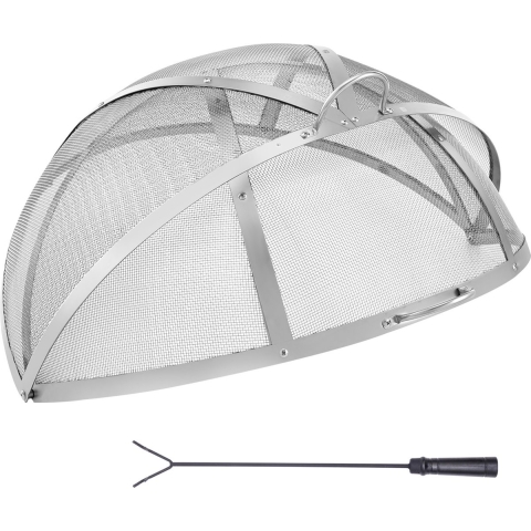 VEVOR Vonkenbescherming voor vuurschalen Ø 1016 mm Vuurkorfrooster Vonkenbescherming RVS Vonkenkap 2 mm gaasgaten Vuurkorf Vonkenbeschermingskap Ideaal voor vuurkorven Vuurschalen en open haarden