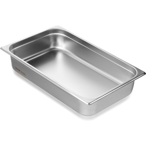 VEVOR Hotel stoompan, stoompan van normaal formaat met anti-blokkeerfunctie, 0,8 mm dikke roestvrijstalen stoompan voor restaurants, 10 cm diepe commerciële tafelstoompan, pan voor het bewaren van voedsel in de horeca, voor industrie en wetenschap