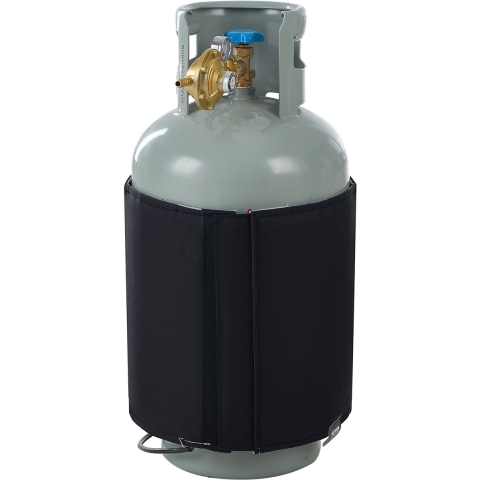 VEVOR Geïsoleerde gasflesverwarmer in bandvorm, geschikt voor gastanks tot 18 kg, 120W propaanverwarmer, vaste interne thermostaat, max. temperatuur 32°C, duurzaam waterdicht Oxford-materiaal, CE-goedgekeurd