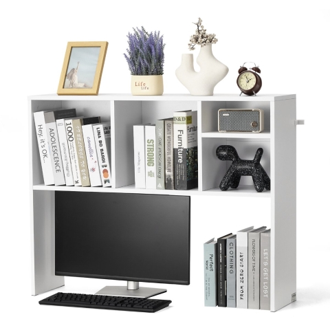 VEVOR Bureau Boekenplank 1-laags Organizer (94 x 24 x 73 cm) Tafelplanken Bureau Organizer Display Plank Gemaakt van Spaanplaat met Antislip Voetjes, voor Kantoor Slaapzaal, Wit