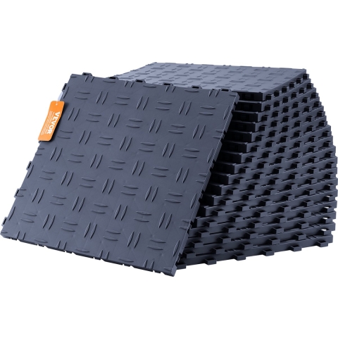 VEVOR Garagevloerbeslag, 305 x 305 x 13,4 mm, 50-delige industriële vloerset, antislip dubbelzijdige getextureerde garagevloer, voor garages, kelders, reparatiewerkplaatsen, grafietgrijs
