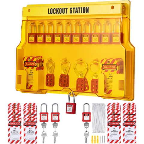 VEVOR Lockout Tagout Kit 58 stuks. Ontkoppelingsslot, hasps tags en veiligheidshangslot opbergtas voor slot- en tagproducten en elektrische veiligheidsuitrusting.